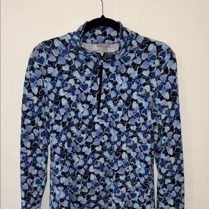 Talbots Blue and White Heart Print Top